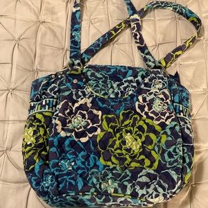 Vera Bradley blue green floral shoulder bag tote